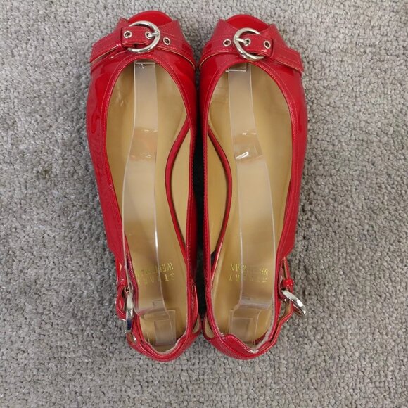 Stuart Weitzman Patent Leather Pumps Womens 7.5 Shoes Heels Red - Picture 4 of 8